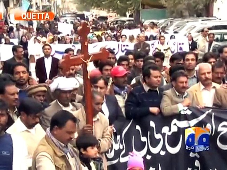 Christians in Gujranwala protest against burning couple to death-Geo Reports-09 Nov 2014