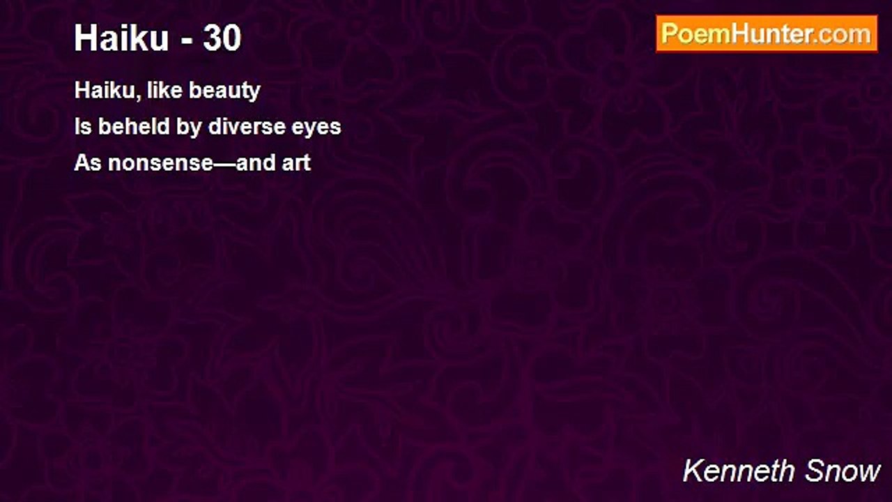 Kenneth Snow - Haiku - 30