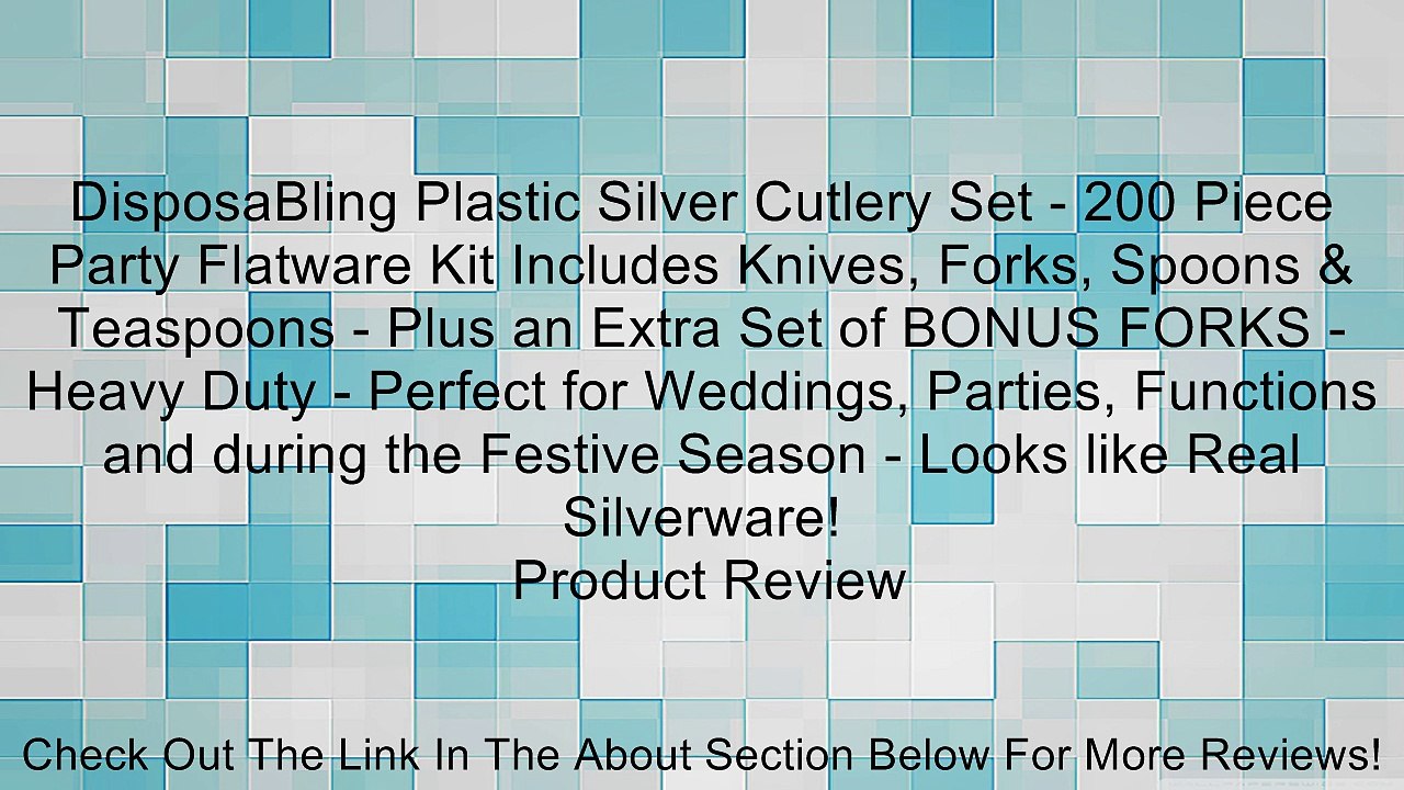 DisposaBling Plastic Silver Cutlery Set - 200 Piece Party Flatware Kit Includes Knives, Forks, Spoons & Teaspoons - Plus an Extra Set of BONUS FORKS - Heavy Duty - Perfect for Weddings, Parties, Functions and during the Festive Season - Looks like Real Si