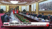 Korea, China announce conclusion of bilateral FTA