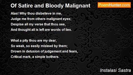Instalasi Sastra - Of Satire and Bloody Malignant