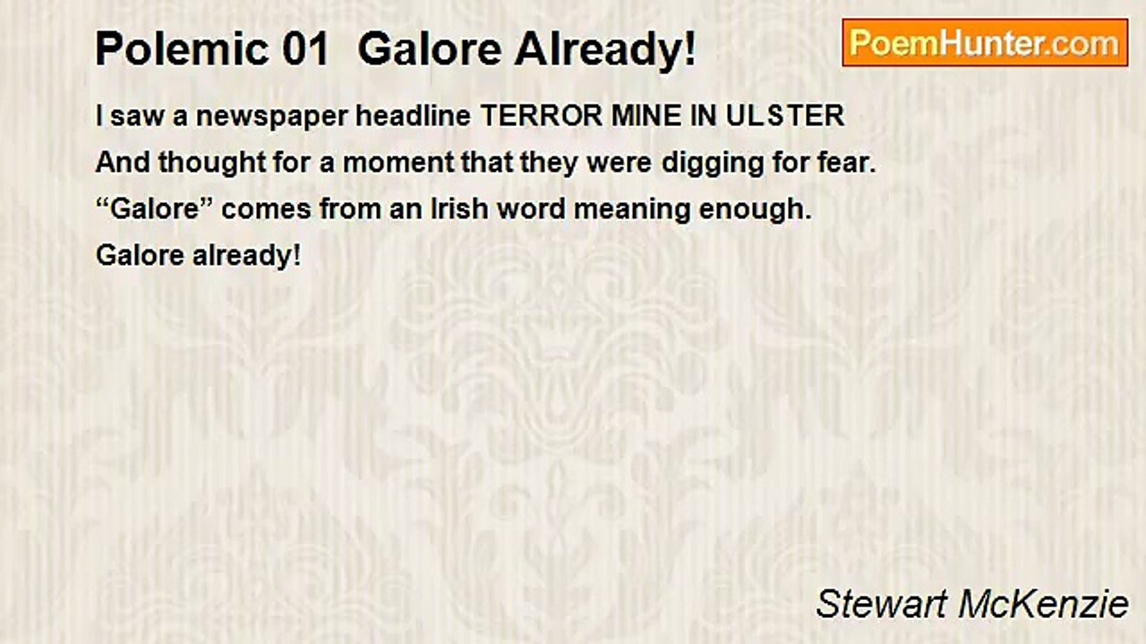 Stewart McKenzie - Polemic 01  Galore Already!