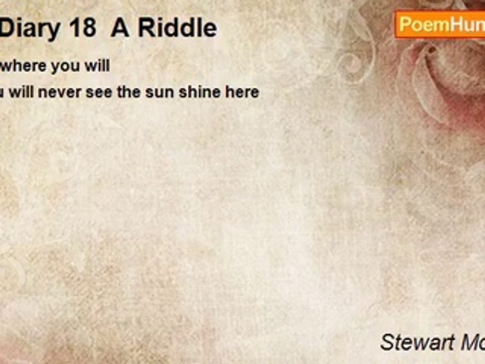 Stewart McKenzie - X Diary 18  A Riddle