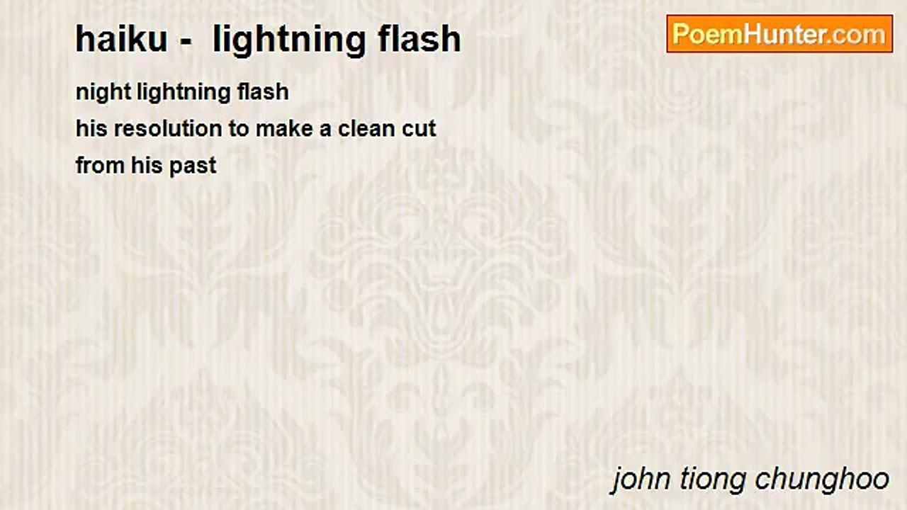 john tiong chunghoo - haiku -  lightning flash