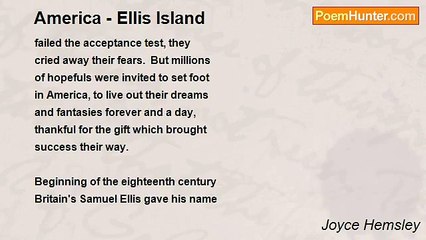 Joyce Hemsley - America - Ellis Island