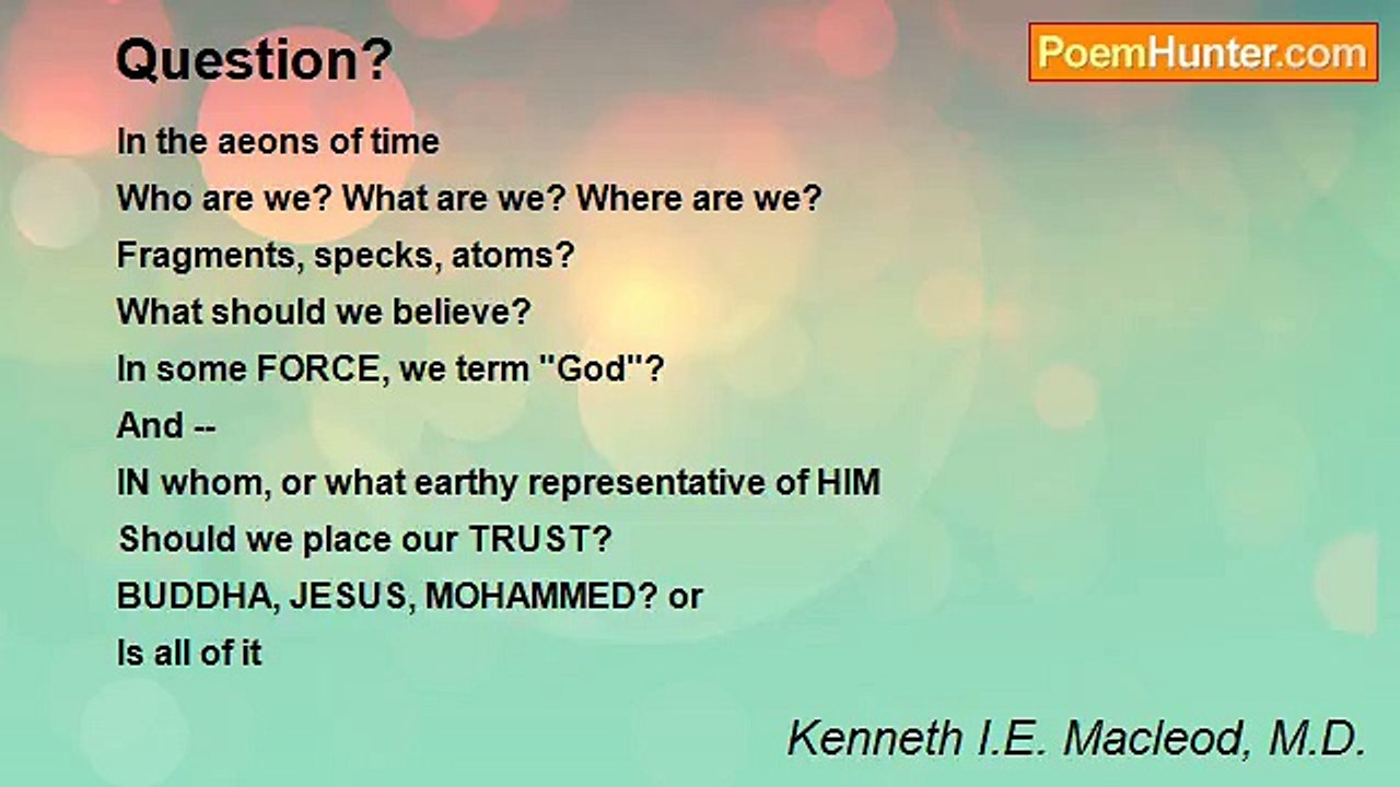 Kenneth I.E. Macleod, M.D. - Question?