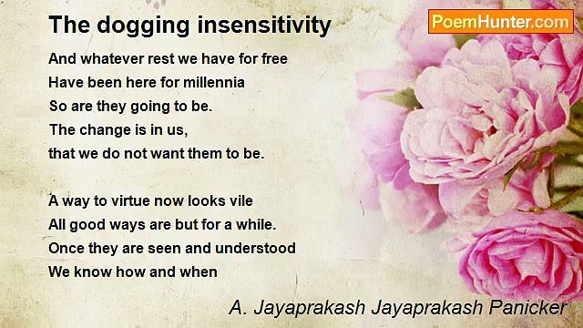 A. Jayaprakash Jayaprakash Panicker - The dogging insensitivity