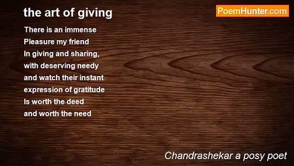 Chandrashekar a posy poet - the art of giving