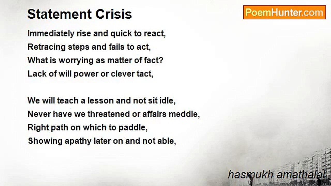 hasmukh amathalal - Statement Crisis