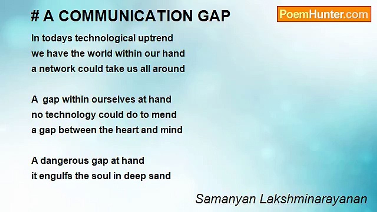 Samanyan Lakshminarayanan - # A COMMUNICATION GAP