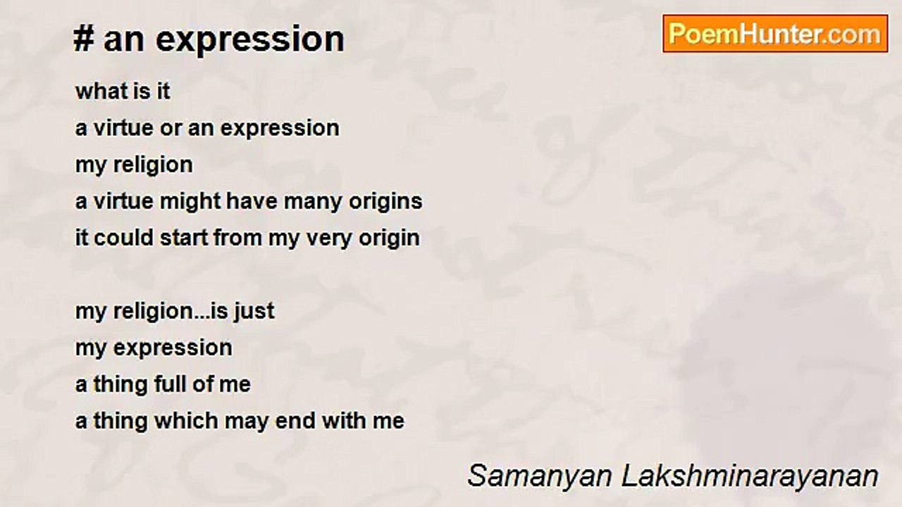 Samanyan Lakshminarayanan - # an expression