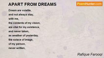 Rafique Farooqi - APART FROM DREAMS