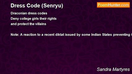 Sandra Martyres - Dress Code (Senryu)