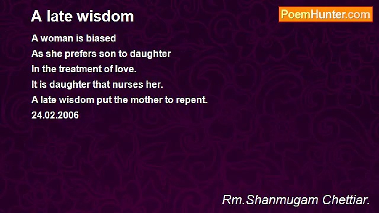 Rm.Shanmugam Chettiar. - A late wisdom