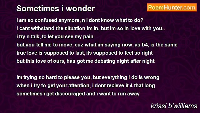 krissi b'williams - Sometimes i wonder
