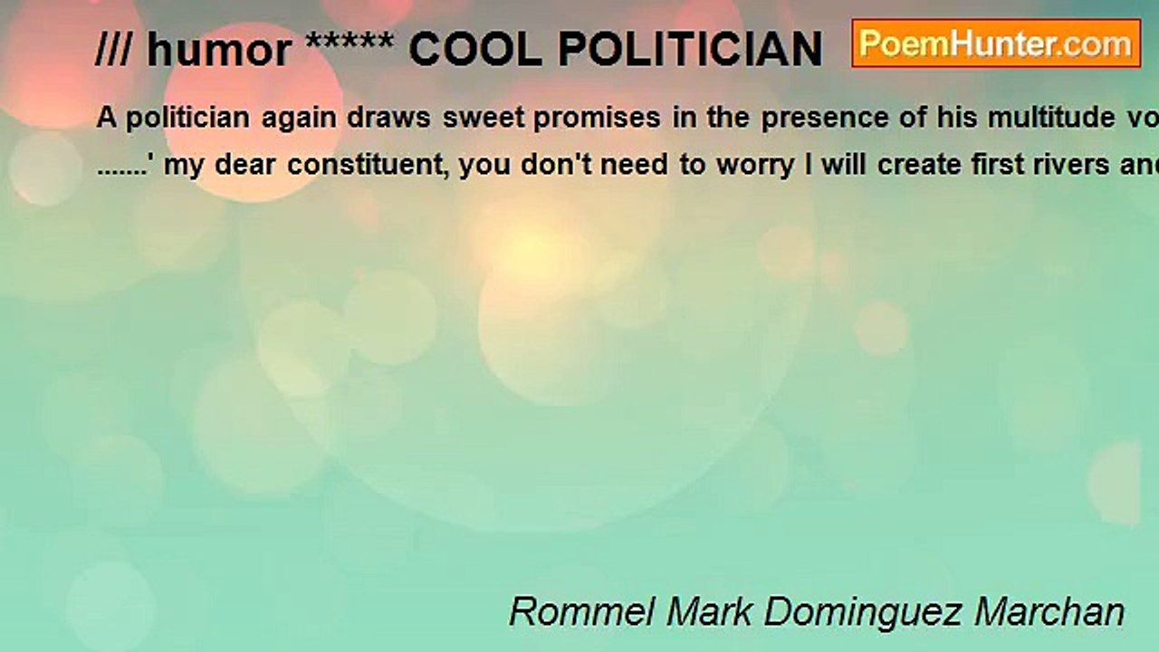 Rommel Mark Dominguez Marchan - /// humor ***** COOL POLITICIAN