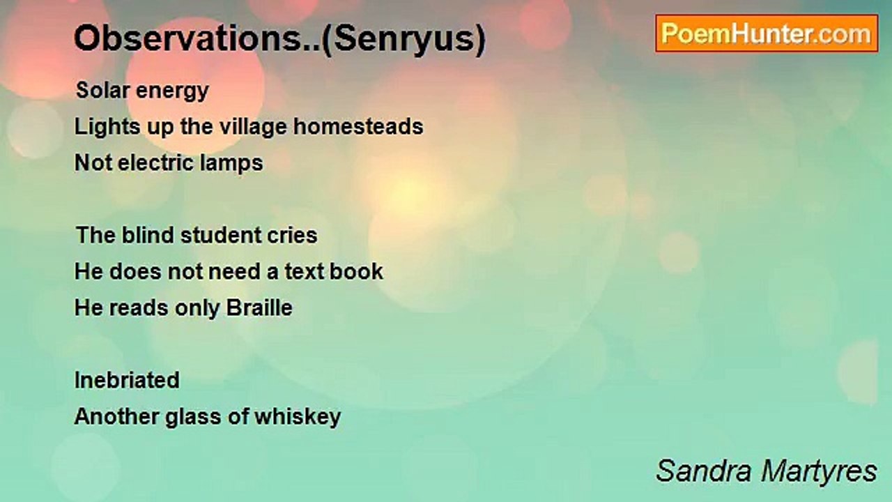 Sandra Martyres - Observations..(Senryus)