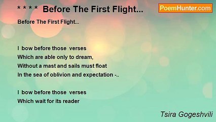 Tsira Gogeshvili - * * * *  Before The First Flight...