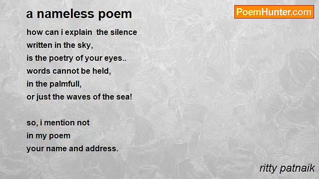 ritty patnaik - a nameless poem