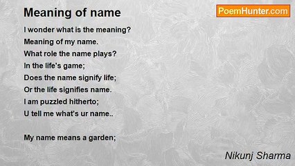 Nikunj Sharma - Meaning of name