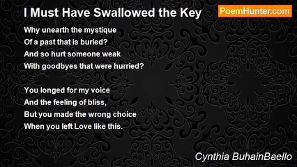 Cynthia BuhainBaello - I Must Have Swallowed the Key