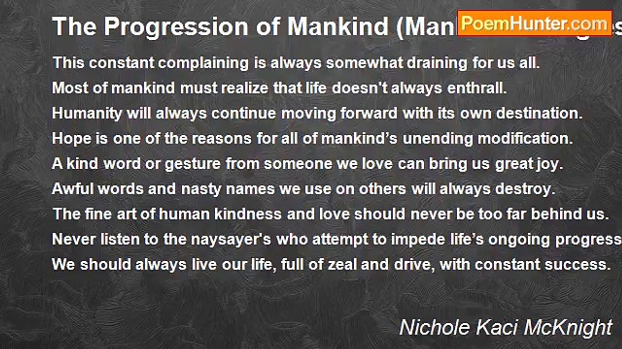 Nichole Kaci McKnight - The Progression of Mankind (Mankind’s Progression)
