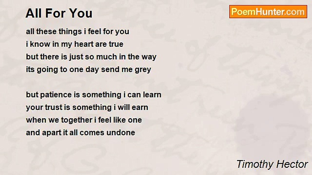 Timothy Hector - All For You