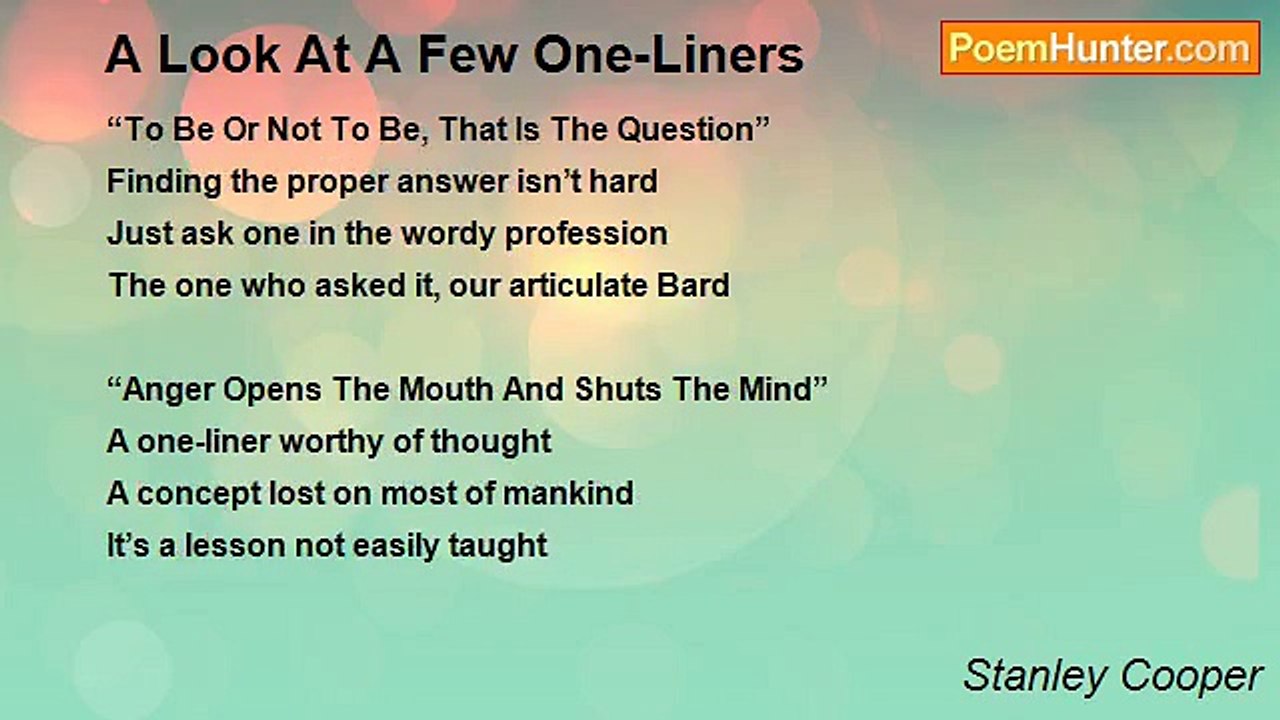 Stanley Cooper - A Look At A Few One-Liners
