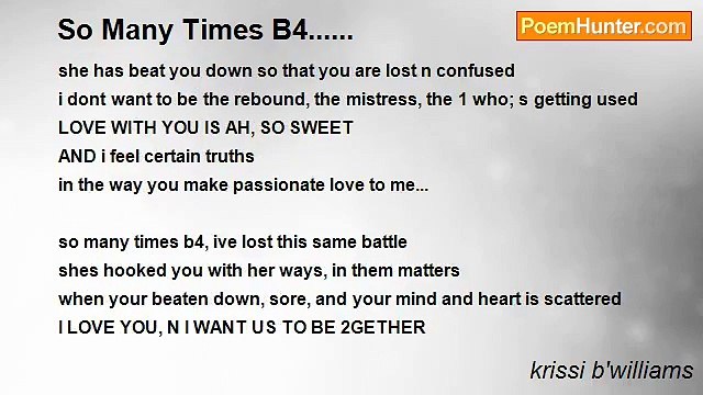 krissi b'williams - So Many Times B4......