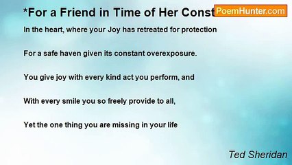 Ted Sheridan - *For a Friend in Time of Her Constant Sorrow