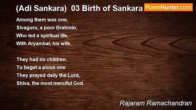 Rajaram Ramachandran - (Adi Sankara) 03 Birth of Sankara