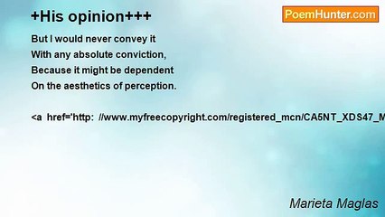 Marieta Maglas - +His opinion+++