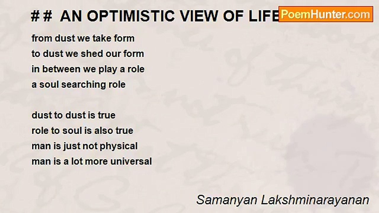 Samanyan Lakshminarayanan - # #  AN OPTIMISTIC...
