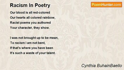 Cynthia BuhainBaello - Racism In Poetry