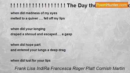 Frank Lisa IndiRa Francesca Roger Platt Cornish Martin - ! ! ! ! ! ! ! ! ! ! ! ! ! ! ! ! ! ! The Day the World Ended