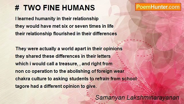 Samanyan Lakshminarayanan - # TWO FINE HUMANS