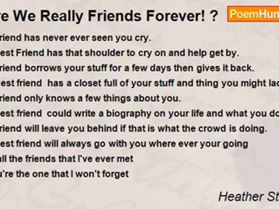 Heather Stephens - Are We Really Friends Forever! ?
