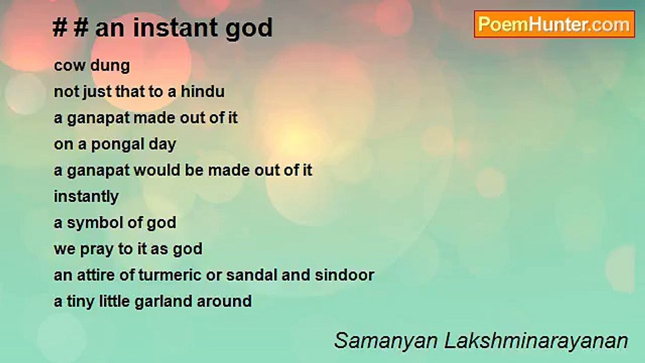 Samanyan Lakshminarayanan - # # an instant god