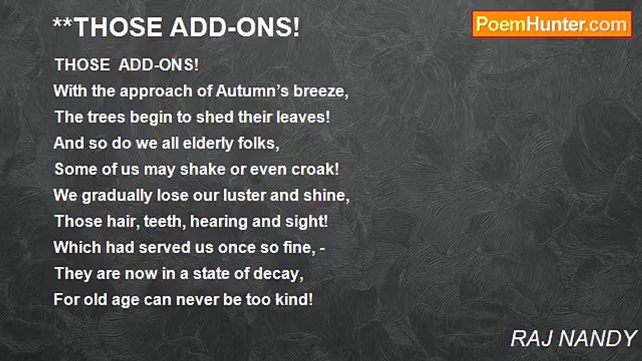 RAJ NANDY - **THOSE ADD-ONS!