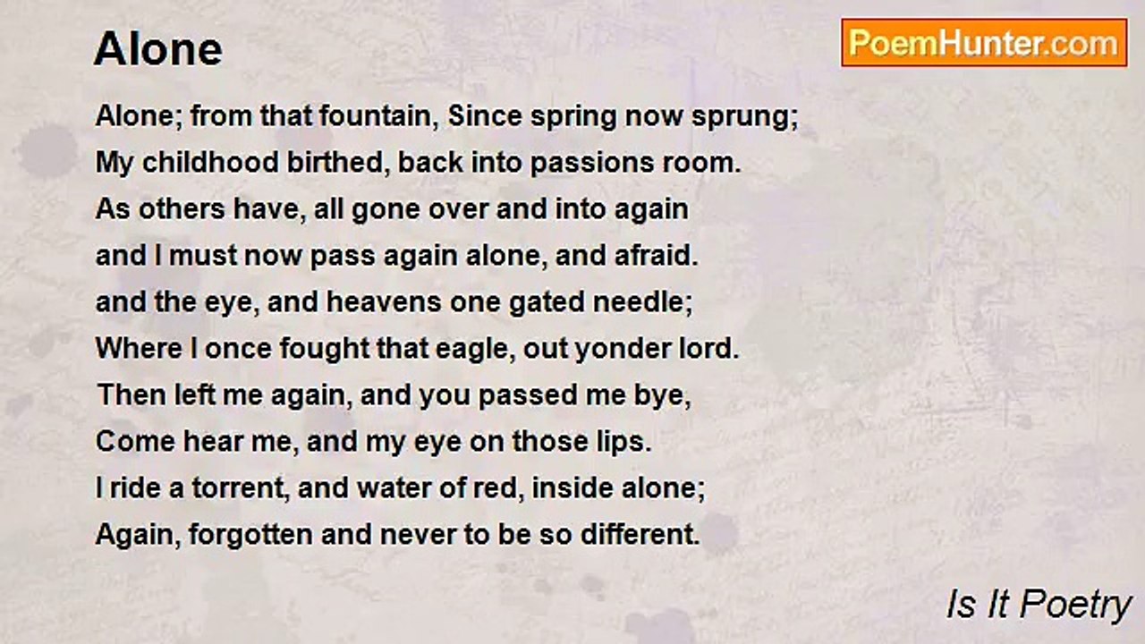 Is It Poetry - Alone