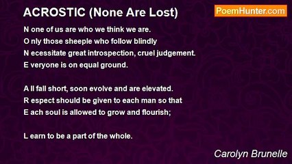 Carolyn Brunelle - ACROSTIC (None Are Lost)