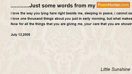 Little Sunshine - .............Just some words from my heart.....
