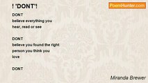 Miranda Brewer - ! 'DONT'!