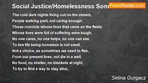 Selina Gurgacz - Social Justice/Homelessness Sonnet