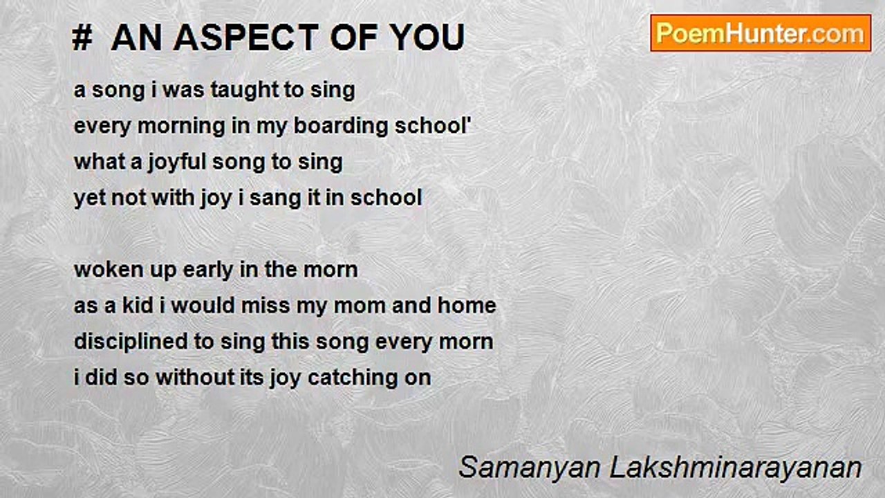 Samanyan Lakshminarayanan - #  AN ASPECT OF YOU