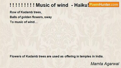 Mamta Agarwal - ! ! ! ! ! ! ! ! ! Music of wind  - Haiku! ! ! ! ! ! ! ! !