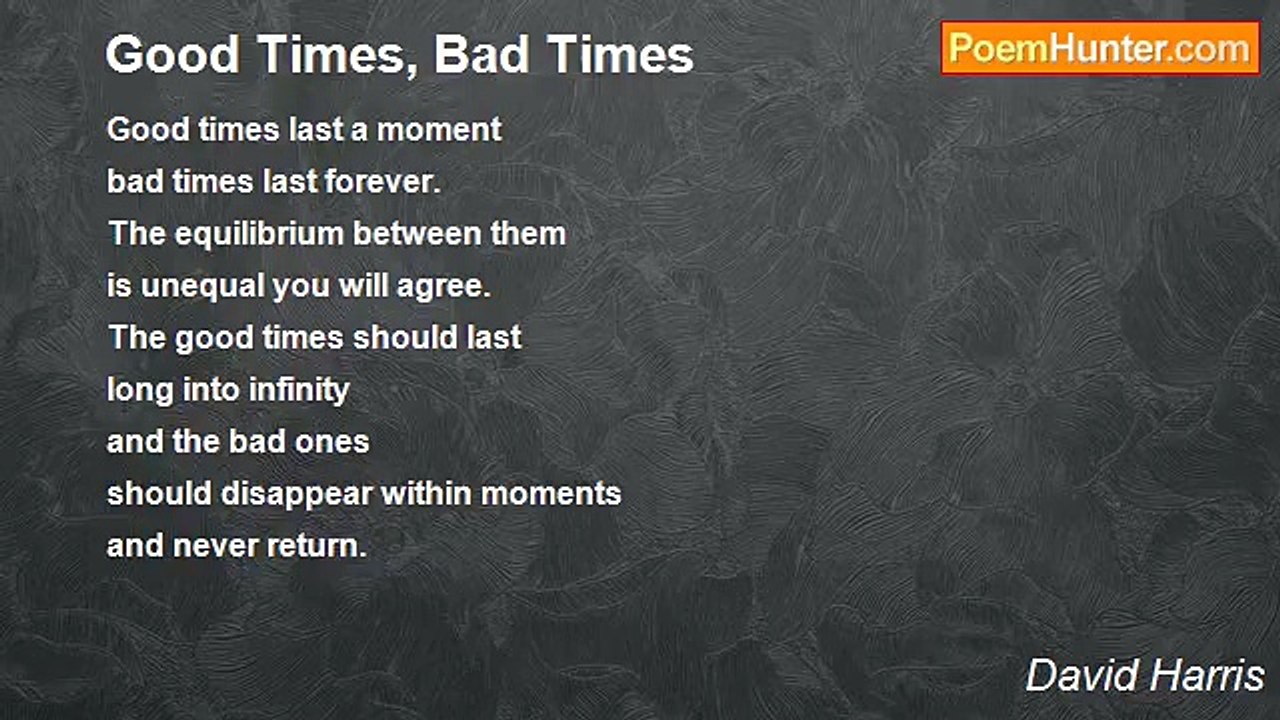David Harris - Good Times, Bad Times