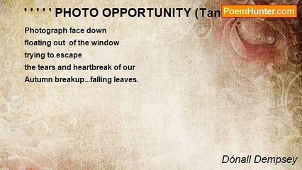 Dónall Dempsey - ' ' ' ' ' PHOTO OPPORTUNITY (Tanka)