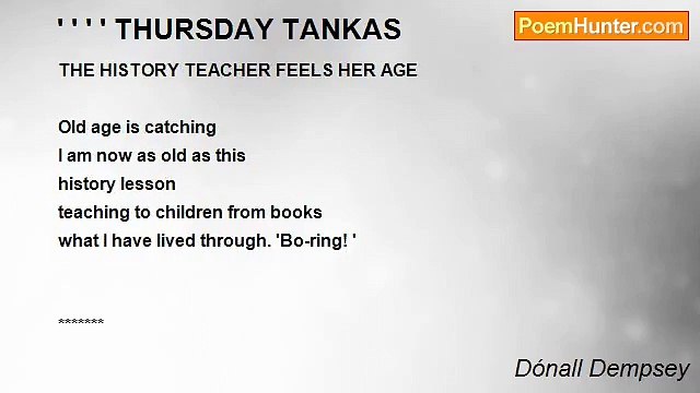 Dónall Dempsey - ' ' ' ' THURSDAY TANKAS