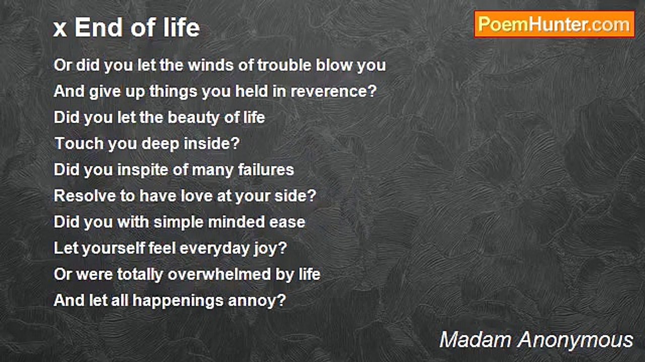 Madam Anonymous - x End of life